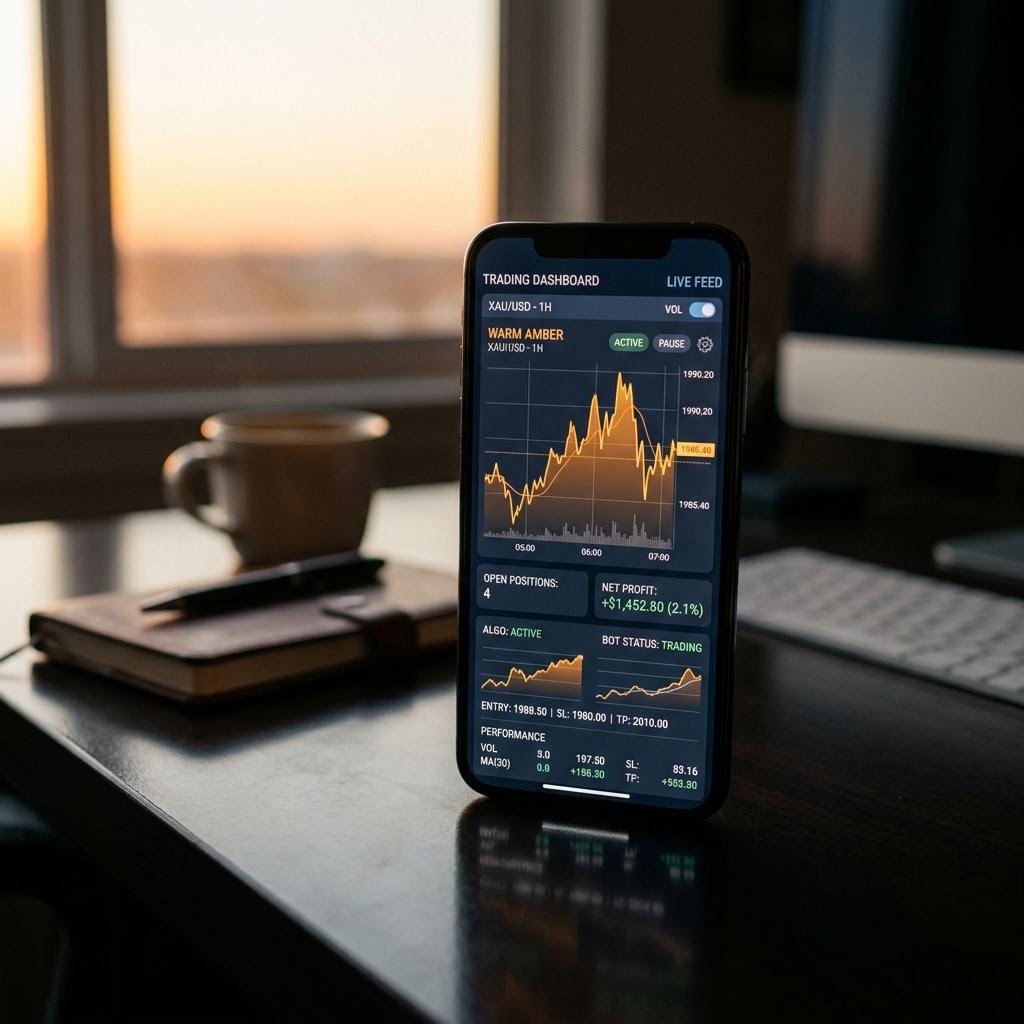 Panel de control de la plataforma de trading de criptomonedas con IA Talvurieks